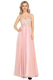 2024 A Line Spaghetti Straps Prom Dresses Chiffon With Beads PCHMT2AK