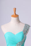 2024 Prom Dress One Shoulder Ruffled Bodice With Rhinestone Beaded P6GZ2YMY