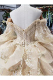 Ball Gown Wedding Dresses Sweetheart 3/4 Sleeves Top Quality Appliques PXLMKHYP