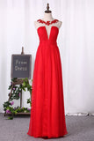 2024 Prom Dresses A Line Scoop Chiffon With Ruffles PM4A7FDY