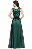 Lace Tulle Round Neck A Line Sleeveless Wedding Bridesmaid Long Evening Festive P7QZD6RP