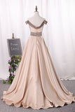 2024 New Arrival Off The Shoulder Satin A Line Prom Dresses P6D2YFDM