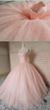 Pink Ball Gown Beading Long Charming Evening Dress Formal Women Dress Prom Dresses