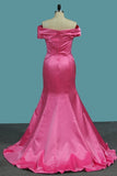 2024 Mermaid Satin Off The Shoulder Sweep Train PZMXKBXS