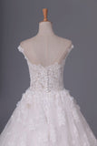 2024 Tulle Scoop Short Sleeves Wedding Dresses A Line PNSK9KC1