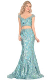 2024 Mermaid Cap Sleeves Tulle Prom Dresses With Beads&Sequins PG6QTT8R