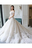 Ball Gown Off The Shoulder Appliques Wedding Dresses Ivory Bridal STIPAQ8752B