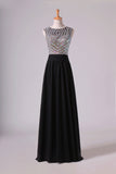 2024 Scoop Prom Dresses A-Line Beaded Tulle Bodice Pick Up Long PK4DG65J