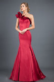 2024 New Arrival Satin One Shoulder Mermaid Sweep Train PQENJ5F2