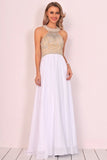 2024 Halter Beaded Bodice Prom Dresses A Line Chiffon PAYLBTGK