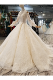 Count Train Princess Wedding Dresses Sweetheart Long Sleeves Ball Gown Wedding STIPJ37M9KE