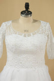 2024 Mid-Length Sleeves Scoop Wedding Dresses A Line With P1PR6F9Q