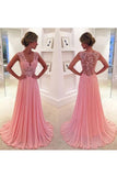 2024 A Line V Neck Prom Dresses Chiffon With PMJ2ZTT1