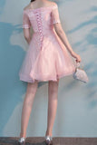 2024 A Line Boat Neck Tulle With Applique Homecoming Dresses P1366R69