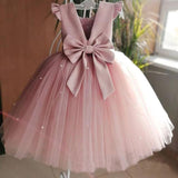 Lovely Pretty Pink Round Neck Tulle Flower Girl Dresses, Cheap Wedding Little Girl STI15258