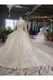 Ball Gown Wedding Dresses Scoop Long Sleeves Top Quality Appliques PP3D3NQ3