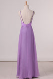 2024 Bridesmaid Dresses A Line Spaghetti Straps With Ruffles PDSLEG27