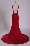 2024 Sexy Open Back Evening Dresses Mermaid V Neck Spandex P6FB2BEH