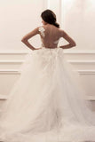 2024 Mermaid Scoop Wedding Dresses Tulle With Applique Sweep P9R142CS