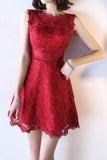 2024 Homecoming Dresses A Line Scoop Lace Short/Mini P2NBXN73