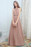 Rachael Chiffon Floor Length Sleeveless Halter Natural Waist A-Line/Princess Bridesmaid Dresses