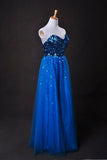 Cheap Prom Dresses Blue A Line Sweetheart Floor Length PFAQ5R6A