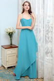 Kay A-Line/Princess Chiffon Spaghetti Straps Natural Waist Floor Length Sleeveless Bridesmaid Dresses