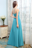 Kay A-Line/Princess Chiffon Spaghetti Straps Natural Waist Floor Length Sleeveless Bridesmaid Dresses