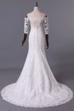 2024 Hot Mermaid Wedding Dresses 3/4 Length Sleeves Court Train With Applique PKZRJGJM