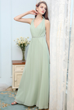 Ansley Sleeveless Floor Length V-Neck A-Line/Princess Natural Waist Chiffon Bridesmaid Dresses