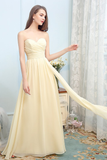 Julia Floor Length A-Line/Princess Sleeveless Natural Waist Chiffon Spaghetti Straps Bridesmaid Dresses