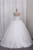 2024 New Wedding Dresses Tulle Ball Gown Sweetheart Ruched Bodice Lace P2PFZ2GD