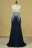 2024 New Arrival Prom Dresses Gorgeous Mermaid Beading Illusion Floor-Length Satin Plus PFXGR2QY