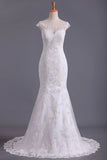 2024 Wedding Dresses Off The Shoulder Mermaid With Applique Tulle P3LT6STQ