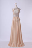 2024 Prom Dresses Scoop A Line Floor-Length Open Back Chiffon With PLNC38KE