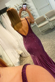 Mermaid Purple Long Backless Evening Dress Prom Dress