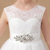 Floor-length Sleevelesss Lace Tulle Satin Flower Girl Dresses