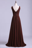 2024 V-Neck Bridesmaid Dresses A-Line Chiffon PKFHGQJD