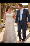 Sweetheart Neck Mermaid Wedding Dresses Oversize Ivory Lace Champagne Lining P61TKQJ1