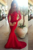 2024 Prom Dresses Mermaid/Trumpet Spandex With Applique Sweep Train PMLEPFJ2