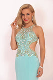 2024 Prom Dresses Scoop Beaded Bodice Mermaid Spandex PX69NZA7