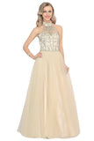 2024 A-Line Halter Prom Dress Floor-Length Tulle PDPGDNZG