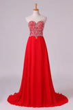 2024 Prom Dress Sweetheart A Line Floor Length With Beads P796MGXP