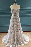 Elegant A Line Lace Appliques Sweetheart Strapless Wedding Dresses, Bridal STI20408