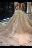 Shimmer Organza Ball Gown Wedding Dress With V Neck And PE5BH5LK