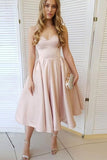 Simple A-Line Sweetheart Homecoming Dress Satin P19ABC29