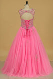 2024 Tulle Scoop Open Back Quinceanera Dresses With P9NFGA8R