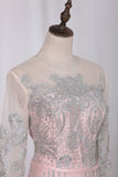 2024 Prom Dress Scoop Long Sleeves PQC63J65