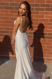 Elegant Ivory Spaghetti Straps Rhinestones Prom Dress