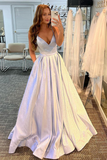 Sevy Glitter V Neck Spaghetti Straps Long Prom Dress